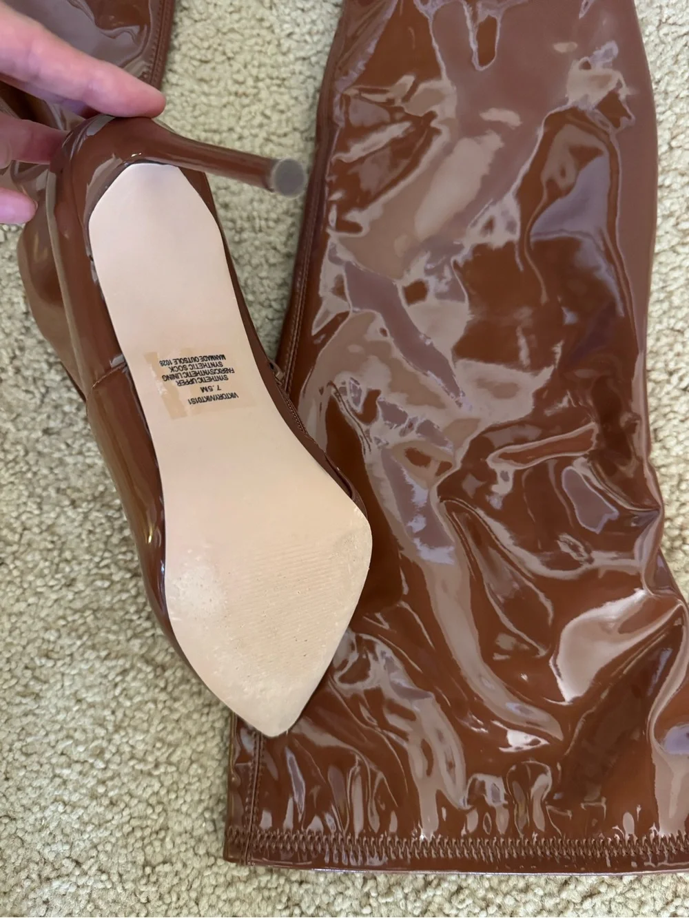 Steve Madden Shiny Chestnut Brown Patent Over-the-Knee Stiletto Boots